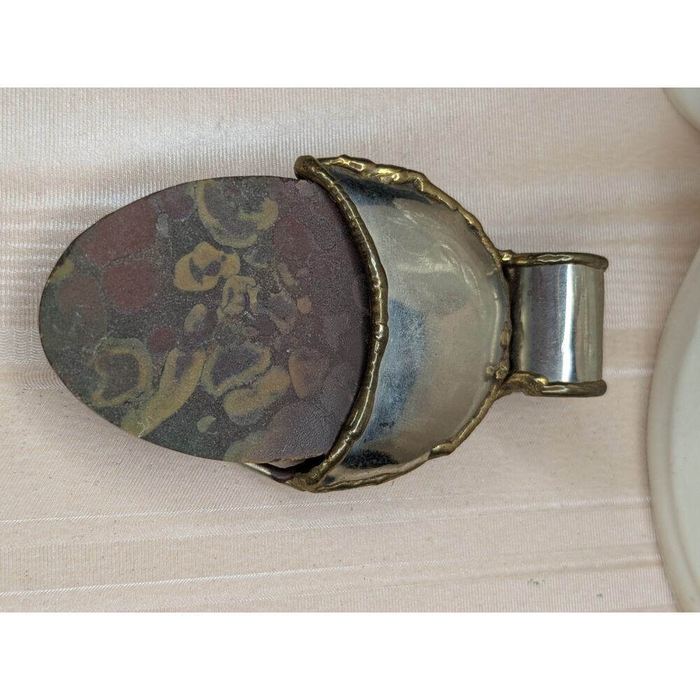 Natural stone pendant copper and silver wrapped large statement necklace - Picture 4 of 9